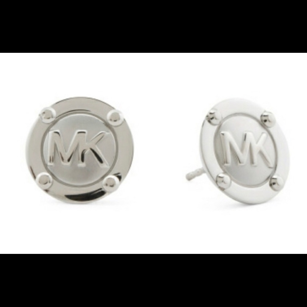 Michael Kors Solid Silver Tone Round Designer Log… - image 1